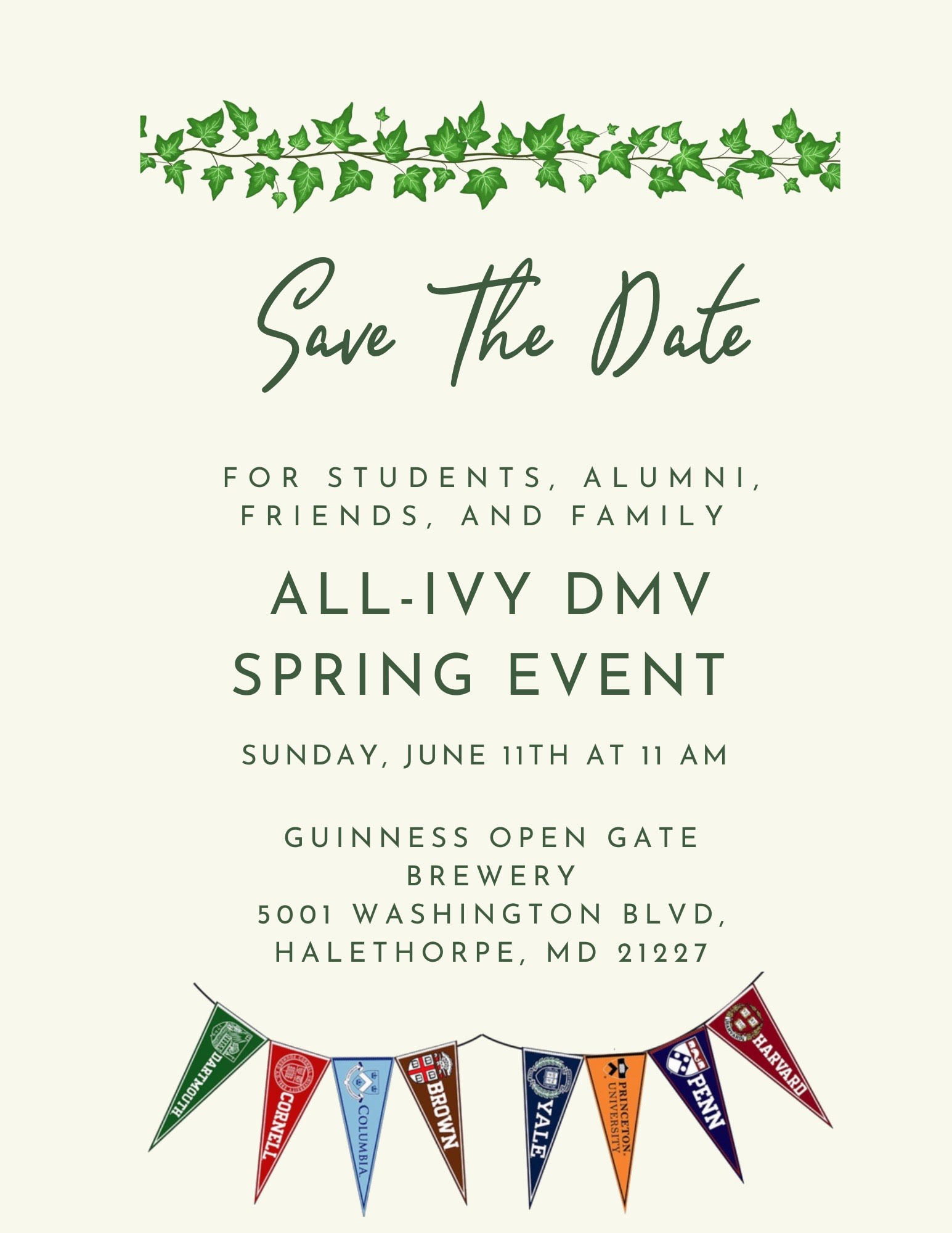 All-Ivy DMV Spring Mixer @ Guinness Open Gate
